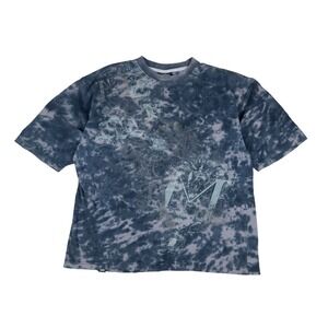Mecca Apparel‎ Y2K Graphic T-Shirt Men's 3XL Blue Grey Tie Dye Streetwear Tee